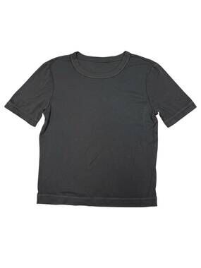 NEW CROWN JEWEL women's luxx cropped crew neck short sleeve tee in charcoal